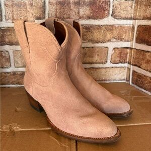 Tecovas Light Pink Lucy Suede Ankle Booties 8.5